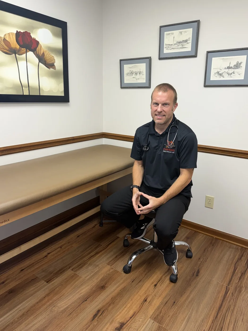 Dr. Mark Hagen in a Firebird Direct Primary Care exam room